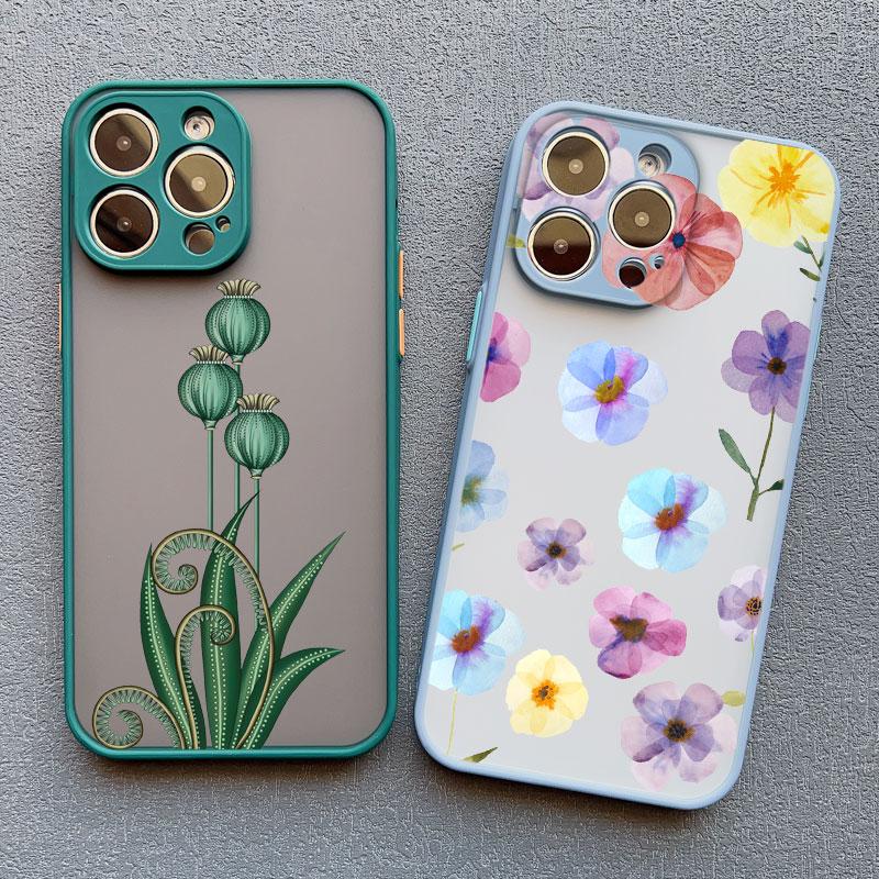 INS Painting Flower Phone Cases For iPhone 11 Case iPhone 17 16 13 12 15 14 Pro Max Mini 14 15 16 Plus XS X XR Shockproof Covers