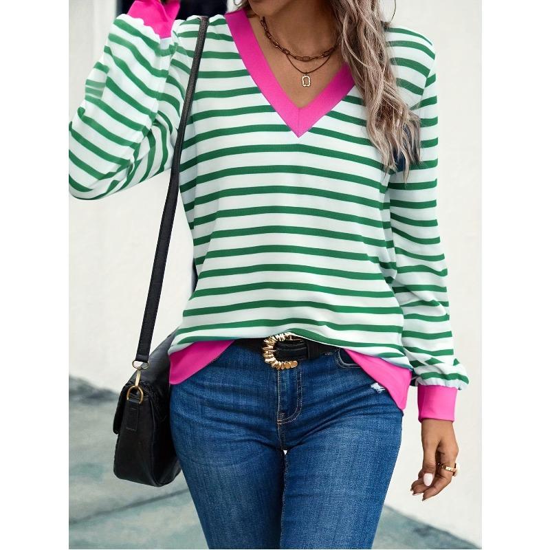 DICFY Women's Fashion Casual V-Neck Long Sleeve Blouses & Shirts
