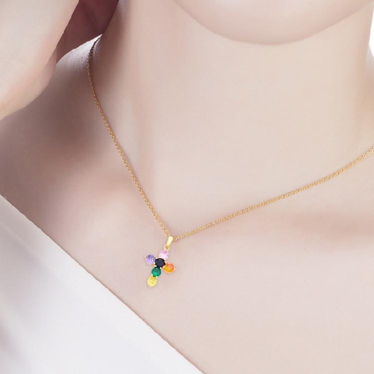 Zircon Pendant Necklace Crystal Cross Necklace for Women Jewelry Accessories