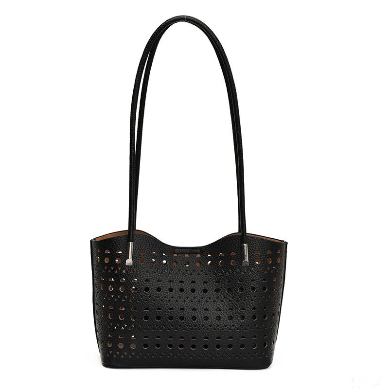 

High-value messenger bag women s versatile large-capacity commuter tote bag women s niche design hollow simple shoulder bag чёрный