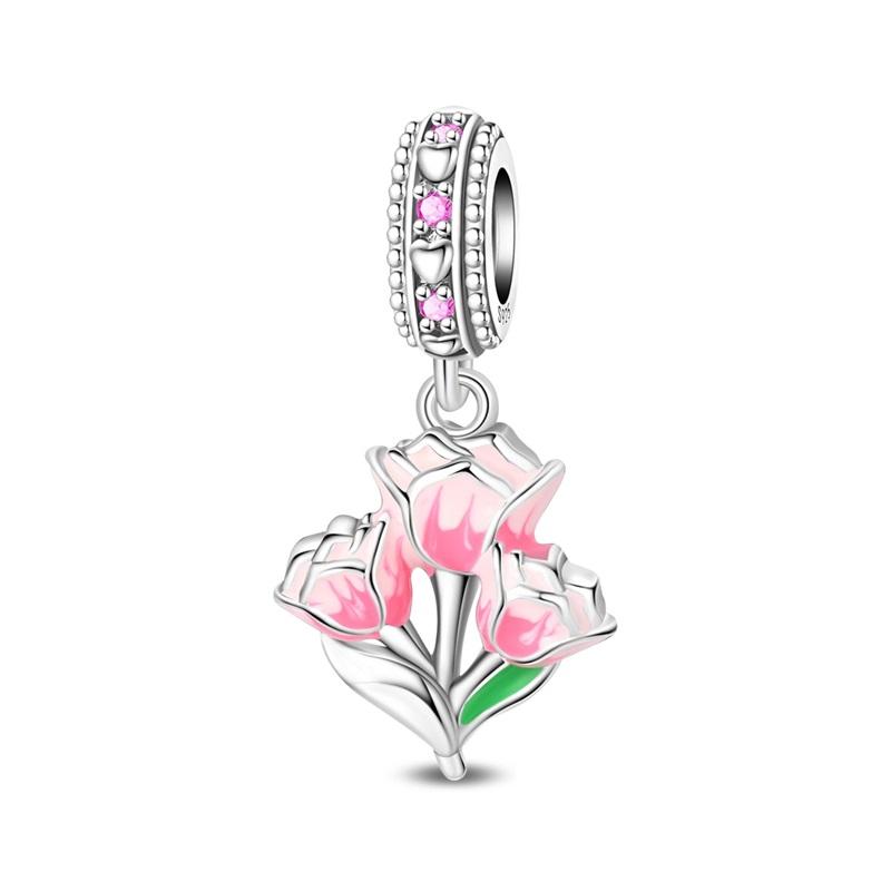 925 Silver Secret Garden Flower Butterfly Charms Pendant For Women Fit Bracelet DIY Birthday Jewelry Gift