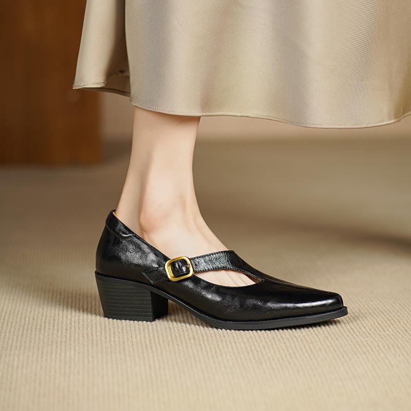 Modne czółenka z prawdziwej skóry Kobiety 2025 Nowy Przybycie Wygodne Damskie Wiosenne Mary Jane Wysoki Obcas Buty Casual Czółenka Wysokie Obcasy Kobiety
