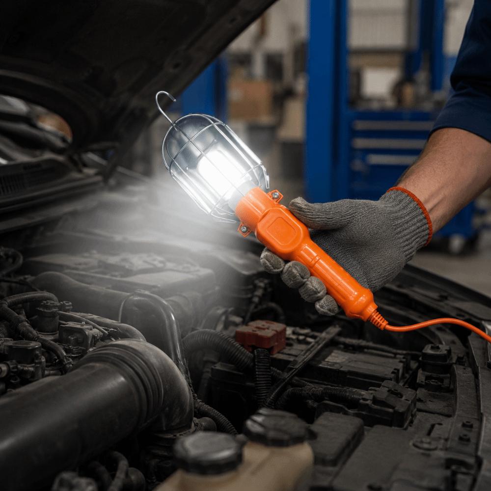 Long-Lasting Durability Inspection Lamp Iron Cover Portable Repair Light for EU/UK Car Maintenance