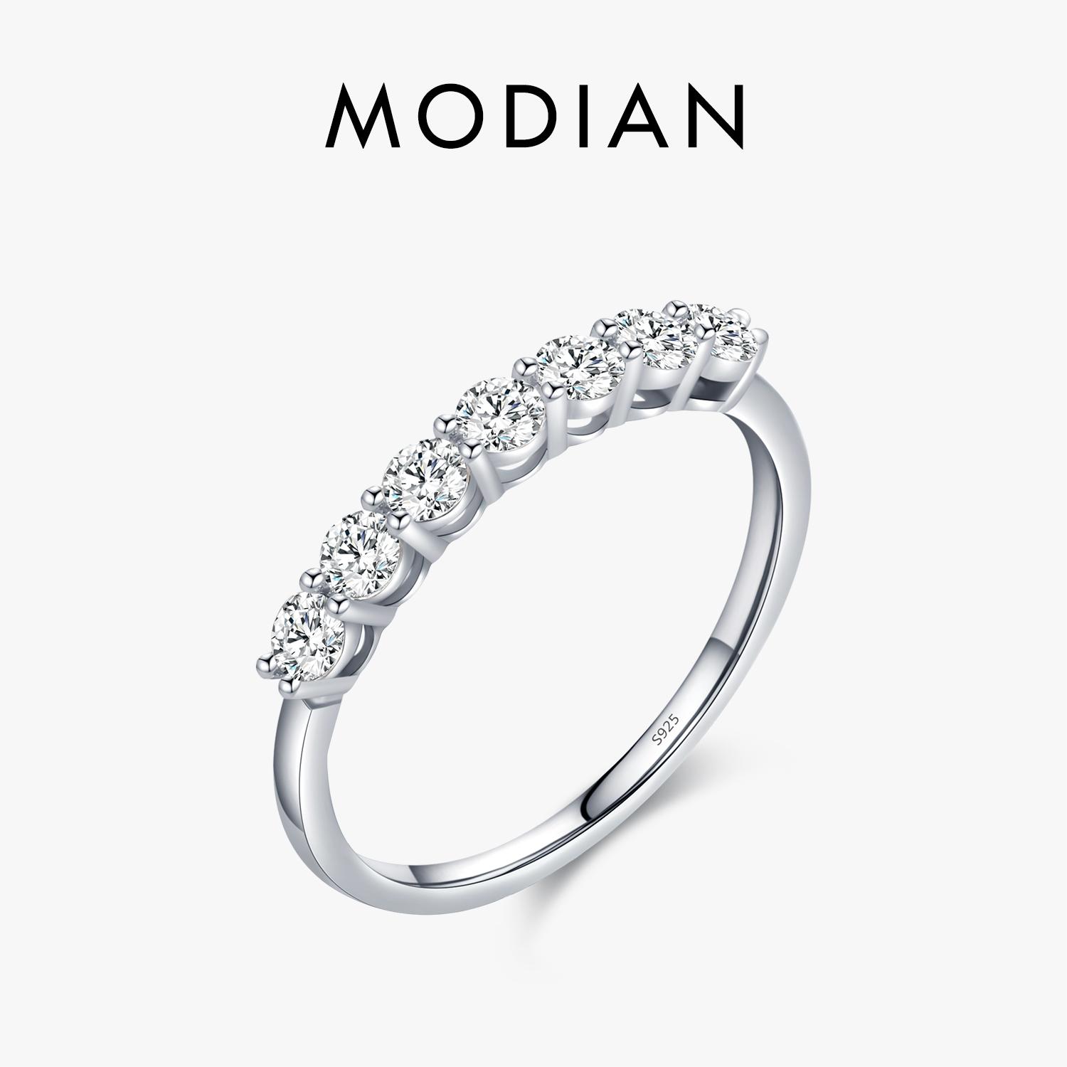 

Luxury Solid 925 Sterling Silver Simple 5A Zirconia Dazzling Cassic Finger Ring For Women Wedding Band Statement Jewelry 9