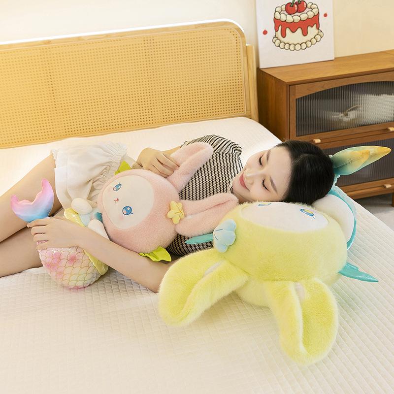 Colorful Mermaid Rabbit Plush Toy Pillow, Creative Gift for Girls