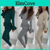 Stylish Women's Ladies Fine Ribbed Frill Peplum Button Loungewear Suit Tracksuit Set For Cozy Comfort