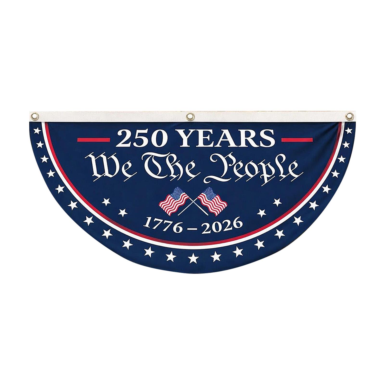 Outdoor Fan-Shaped Flag for US 0th Anniversary - 4590cm, Patriotic Decorative One Size
