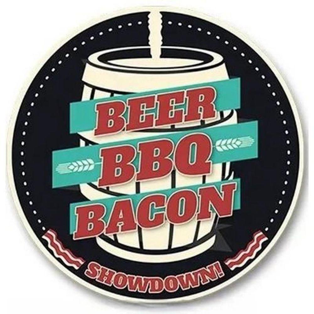 Metal Poster Round BBQ Beer Outdoor Wall Art Decor