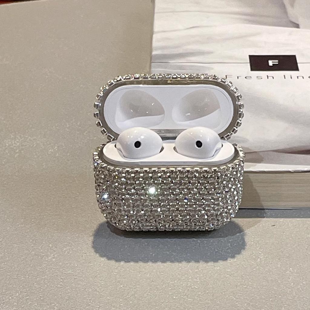 Diamante d'Argento di Lusso per Cover Auricolare Bluetooth Apple AirPods 1ª Generazione AirPods Pro 1