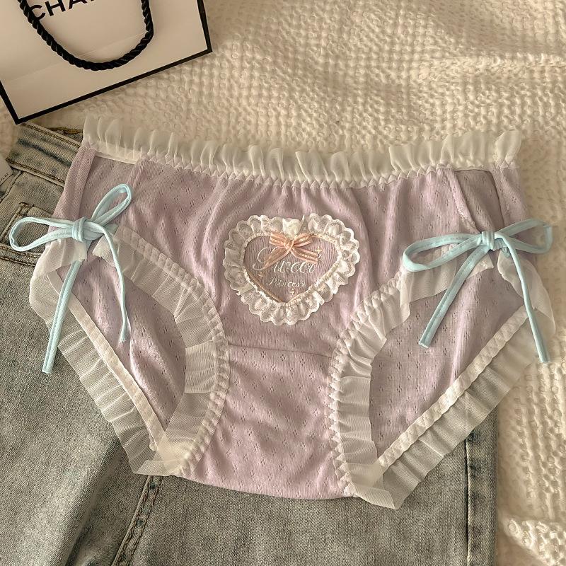 

Женские трусики больших размеров, женские трусы со средней талией, дышащее нижнее белье с бантом, милые трусики для девочек M фиолетовый