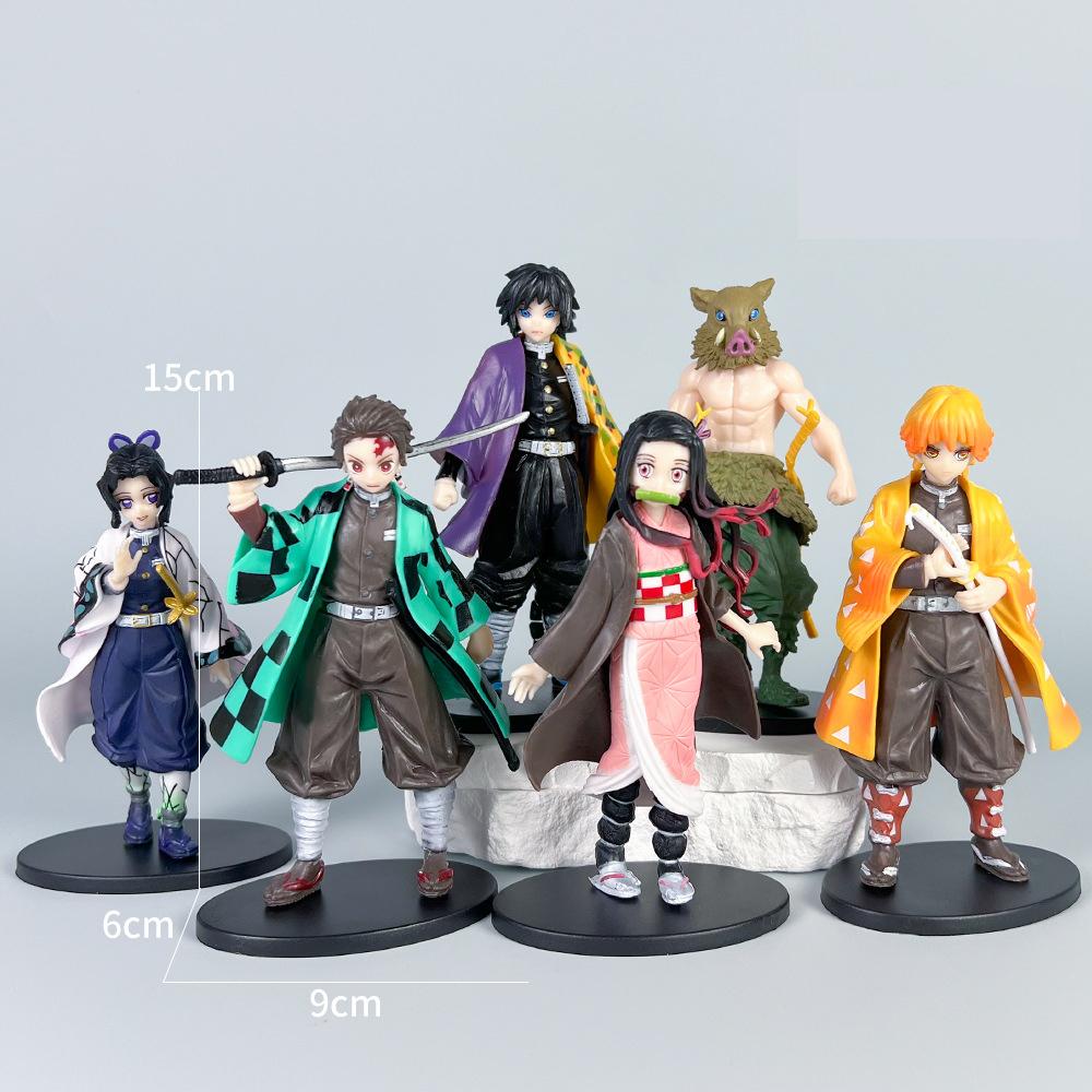 Demon Slayer Anime Action Figure - Kamado Tanjirou with Agatsuma Zenitsu and Nezuko PVC Model Toys Kimetsu No Yaiba Warriors