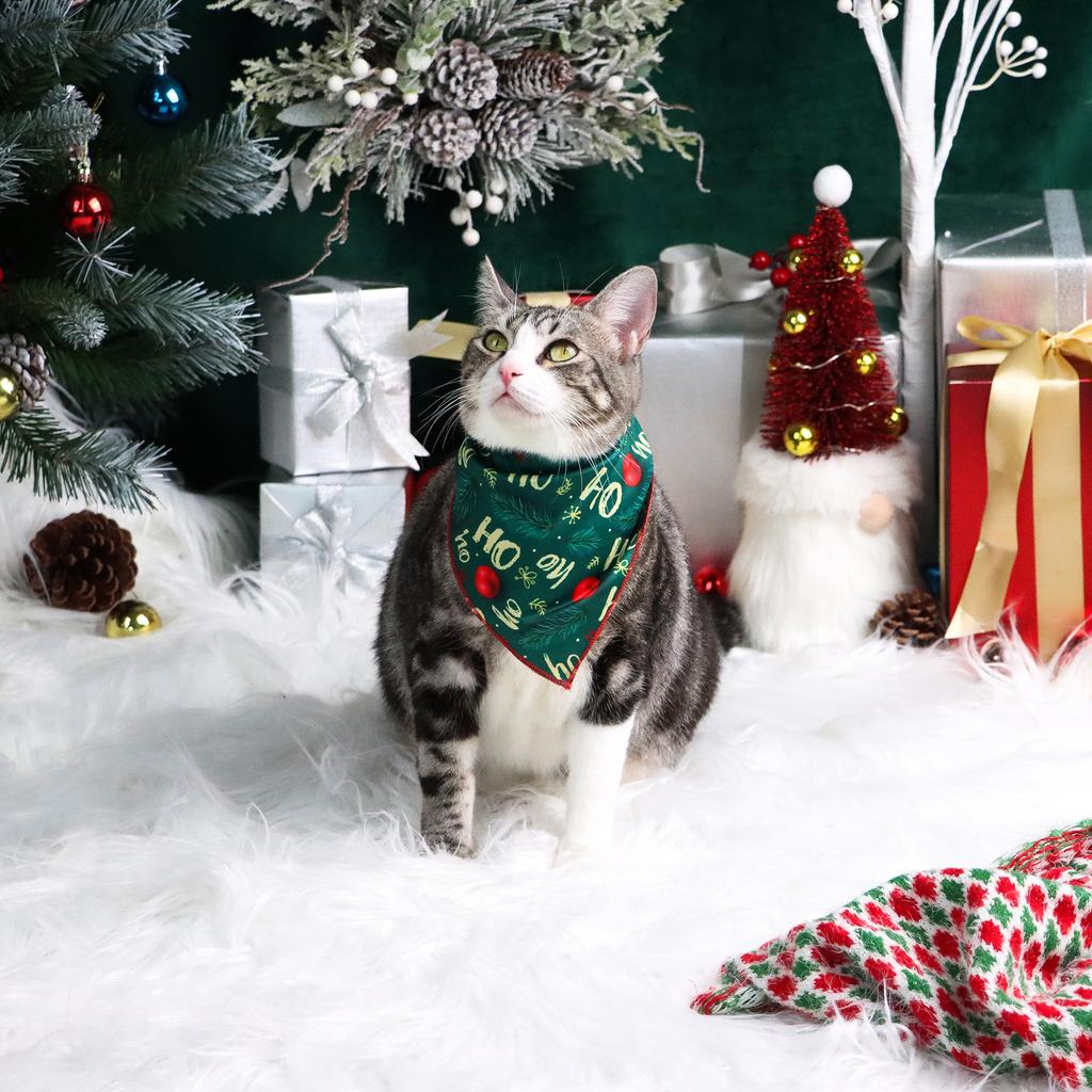 Dog Bandana Christmas HO Pine Needle Neaves Printed Pet Bandana Scarf Triangle Kerchief Pet Accessories Decoration  Pets Christm