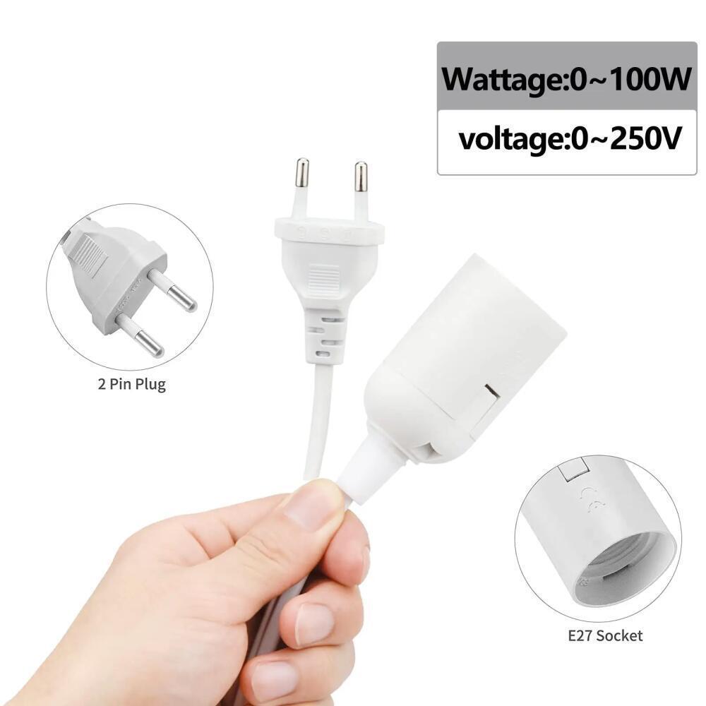 Eu Plug 1.8M Lamp Base E27 Holder Power Cord Cable with Switch for Hanging Pendant Led Light Fixture Socket Cord Adapters