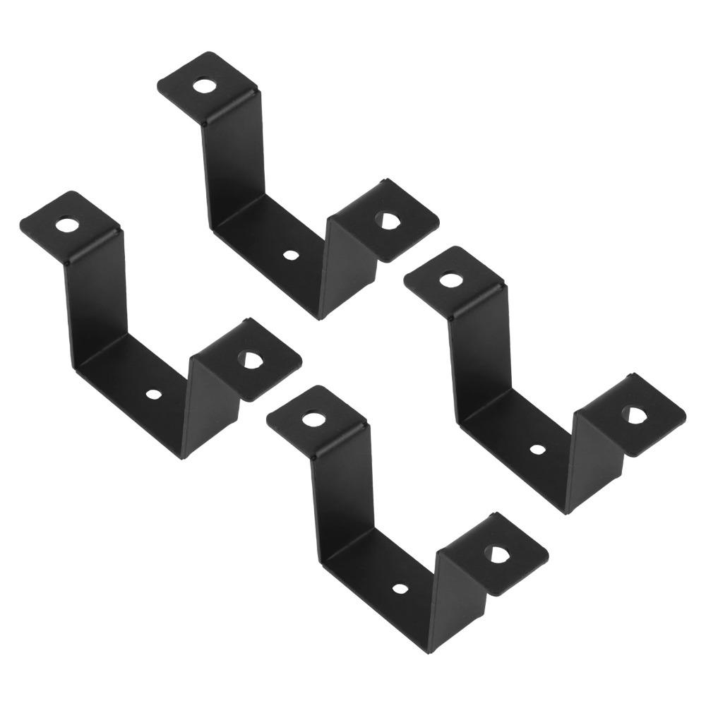 4PCS U Shaped Metal Fence Post Bracket, Deck Post Fixing Support for Wooden Post, No Screws