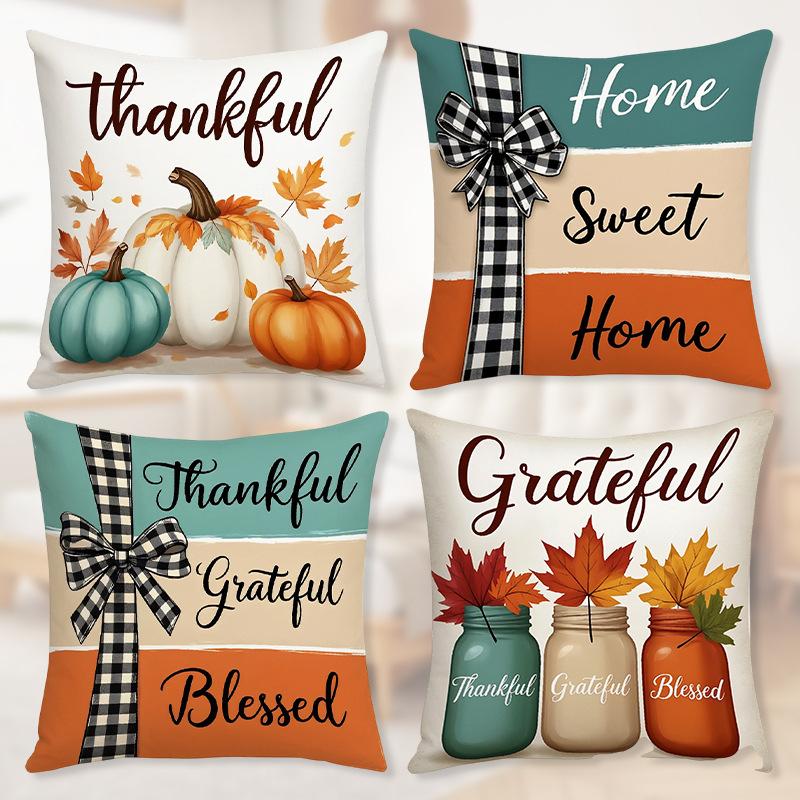 Thanksgiving Holiday Atmosphere Pillow Print Holiday Atmosphere Decoration Living Room Home Pillow Cushion Cover