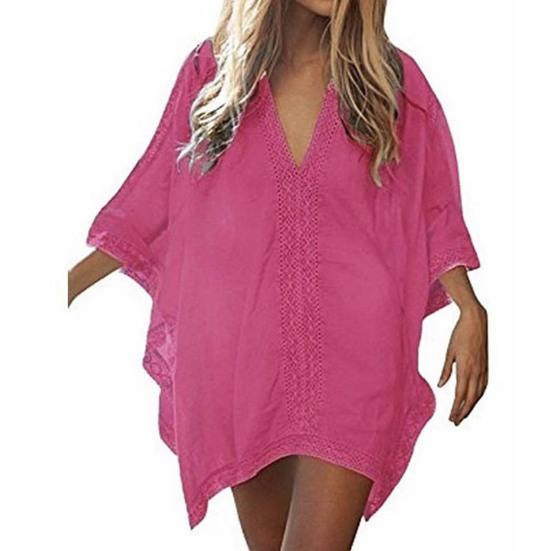 Cover Up V-hals Ademend Polyester Sexy Dames Strand Cover-up om te zwemmen