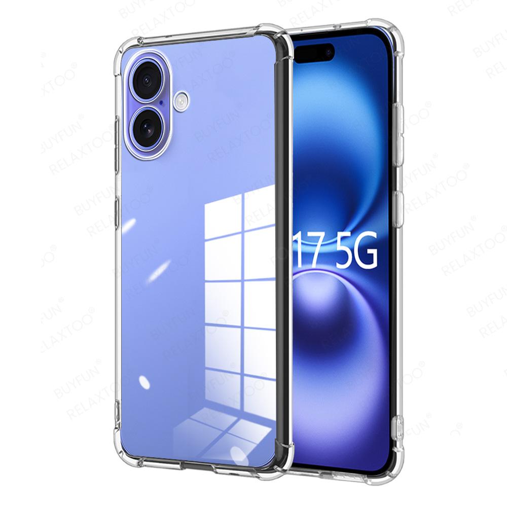 

Прозрачный защитный чехол для Apple iPhone 17 Air Мягкий ТПУ чехол для телефона iPhone17 Pro Max 17Pro iPhone17pro 17ProMax Ударопрочная накладка iphon for iPhone 17 Air чистый