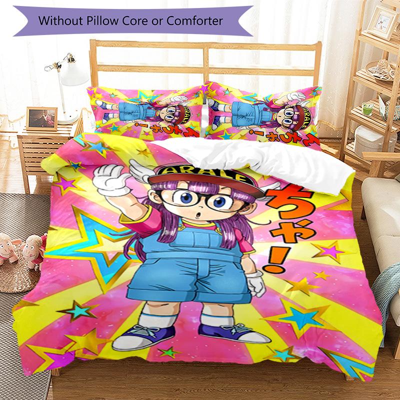 3pcs Arale pattern bedding set duvet cover set includes duvet cover &pillowcases,perfect all season bedroom decoration&gift