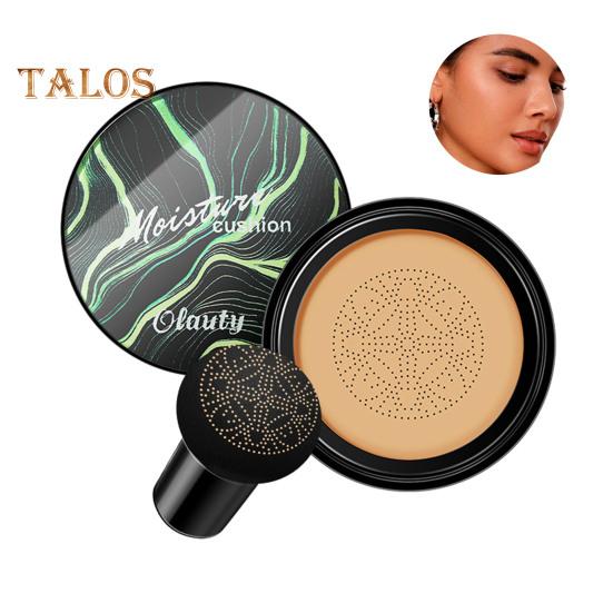 Crème CC avec houppette à poudre de champignon Fond de teint correcteur de couleur à couvrance totale Hydratant Longue durée Contrôle du sébum Anti-cernes léger et naturel