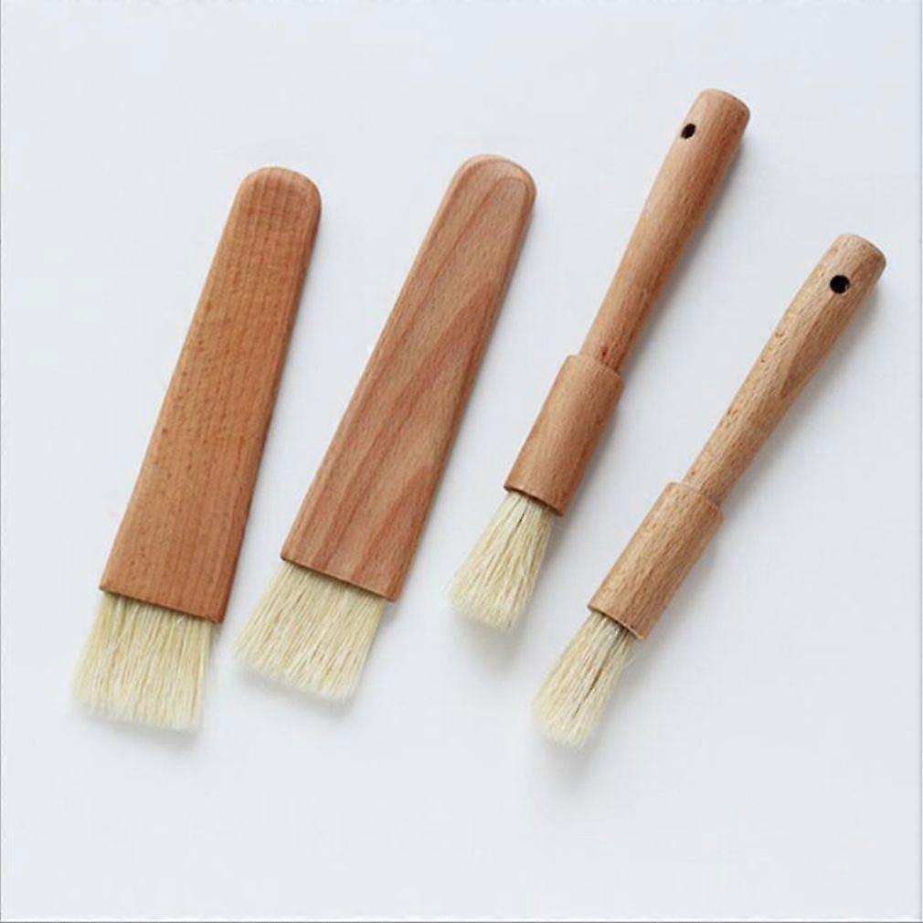 Dww-4pcs/Set Kitchen Oil Brushes Basting Brushes with Wooden Handle Grill Pastry Brush Baking Tools for Butter Honey Sauce for Kitchen Bakeware