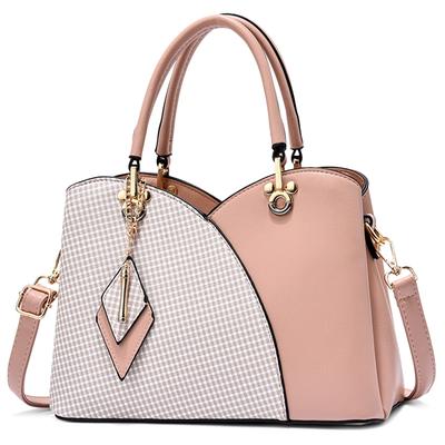 FORRICA Stylish Plaid Shoulder Bag with Large PU and Diamond Perfect for and Pink Women's Capacity, Leather, Pendant, Commuting, Dates, More,