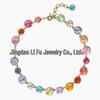 French Niche Colorful Zircon Necklace & Bracelet Set - Women's High-End Retro Choker Jewelry
