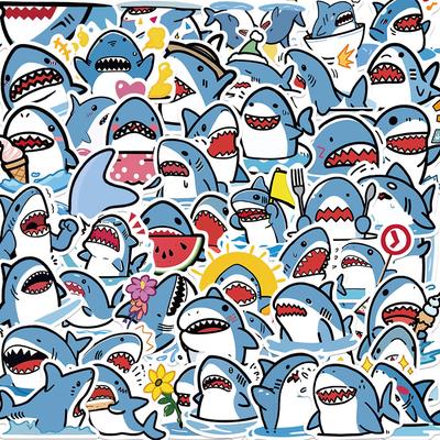 50 Pcs Shark Decals Waterproof Vinyl Cute Ocean Shark Aesthetic Stickers for Water Bottle Hydro Flask Laptop Journal Sticker