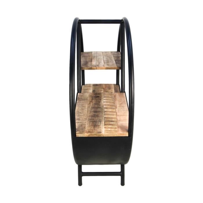 Bring Your Own Unique Style Into Your Home with This Freestanding Decorative Shelf with Metal Sides and Wooden Boards.