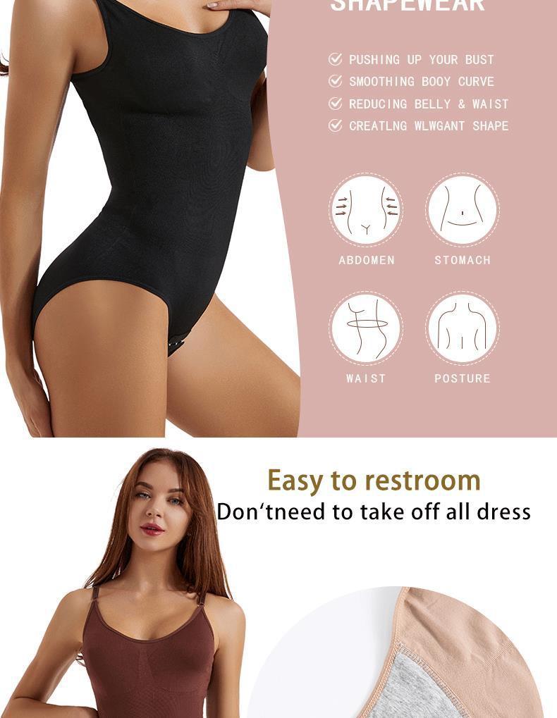 Women's Seamless Shaping Bodysuit: Open Crotch, Abdomen Control, Hip-Lifting, and Shaping Sling.