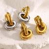 MamacitaSlay 316L Stainless Steel Zircon Double Layer Oval Hoop Earrings 18K Gold Plated Waterproof Jewelry Women's Earrings