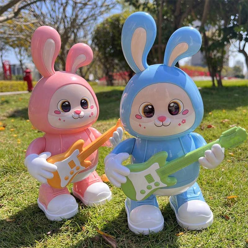 Dancing Bunny Toy With Music & Lights Rabbit Guitarist Musical Toy For Baby Legs Move & Body Twist Birthday Gift For Toddlers