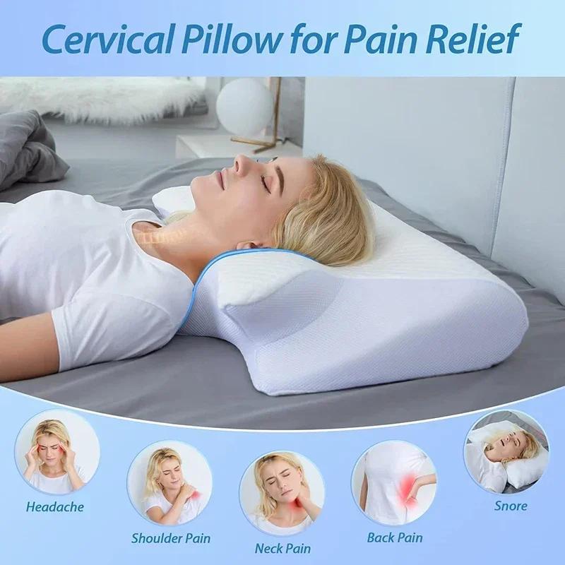 1pc Memory Foam Cervical Pillow Relaxing Cervical Slow Rebound Neck Pillow Pain Relief Sleeping Orthopedic Pillow Beding care