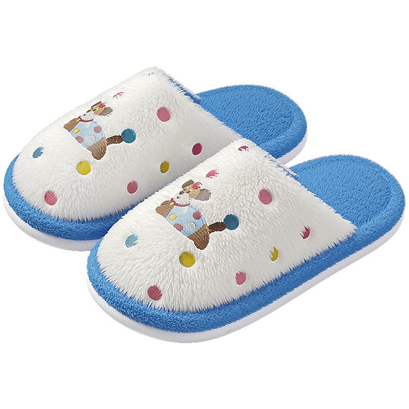 Cotton Mop Autumn and Winter New Fun Color Dot Dog Cartoon Home Indoor Couple Cute Fluffy Cotton Slippers