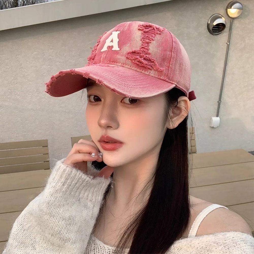 Vintage Holes Peaked Cap Embroidery Snapback Cap American Letter Baseball Hat  Spicy Girls