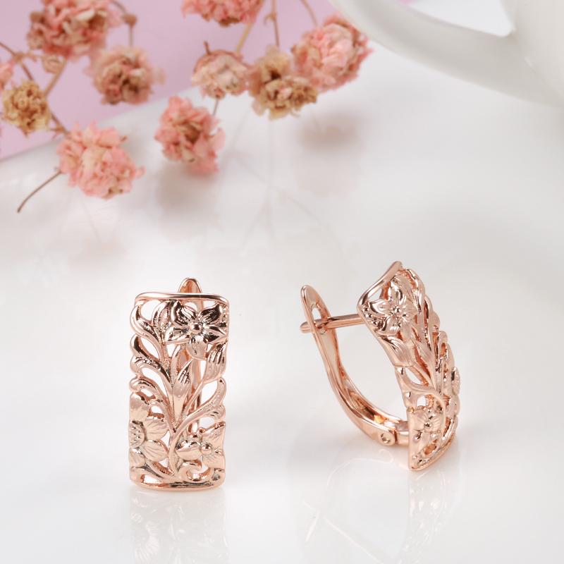Kinel Rose Gold Color Flower English Earrings For Women