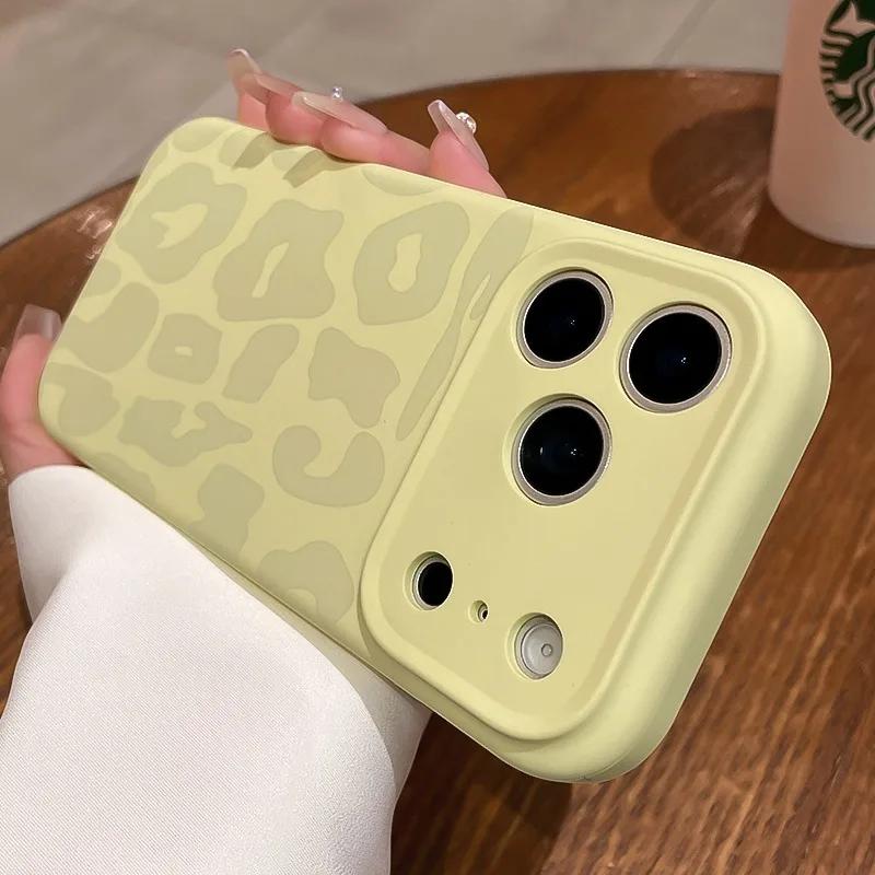 Luxury Leopard Pattern Liquid Silicone Case For iPhone 17 16 Pro Max Soft Silicone Shockproof Camera Control Button Cover