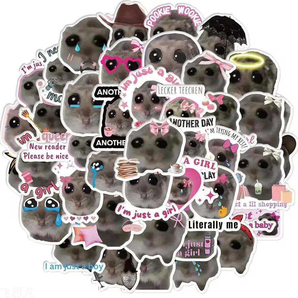56pcs Sad Hamster Meme Room Decor Wall Art Stickers DIY Kids Notebook Luggage Motorcycle Laptop Refrigerator Decals Graffiti