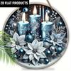 Wooden Charming Blue Candles & Flowers Ornament - for Door, Wall, Home, Room, Farmhouse, Street, Shop, Garage, Bar, Garden, and Coffee House Decor