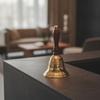 Ship's Bell Decorative Brass Hand with Wooden Handle Vintage for Themed Interior Styling,