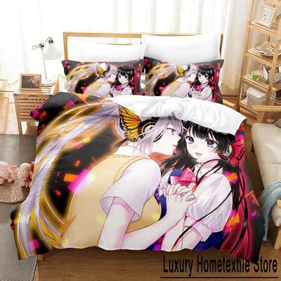 Ny Virtual Youtuber Tsukino Mito Sängklädesset Tecknad Anime tredelat set Vuxen Barn Sovrum Påslakanset 3D Kawaii Tjejer