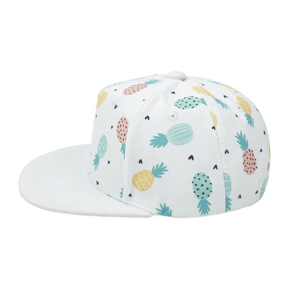 Adjustable Closure Kids Snapback Hat Cartoon Print Baseball Hat  Back-to-School Style белый
