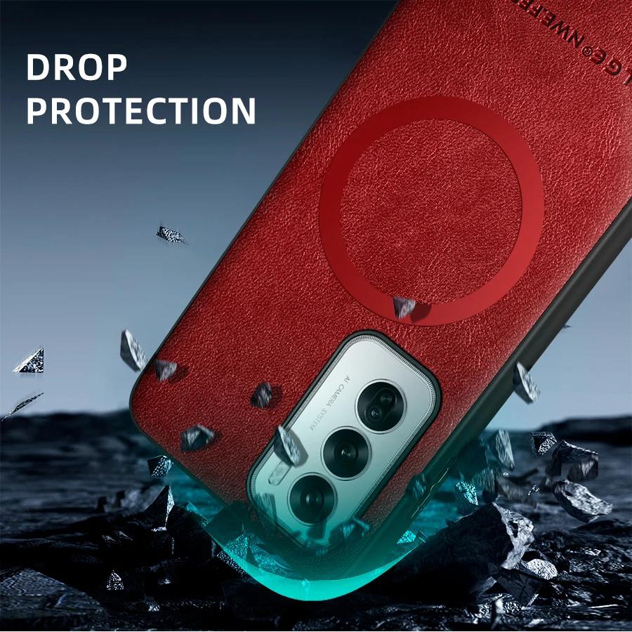 For OPPO Reno 12 12 Pro PU Leather Magnetic Ring Soft Edge Anti-Drop Anti-Fingerprint Phone Case