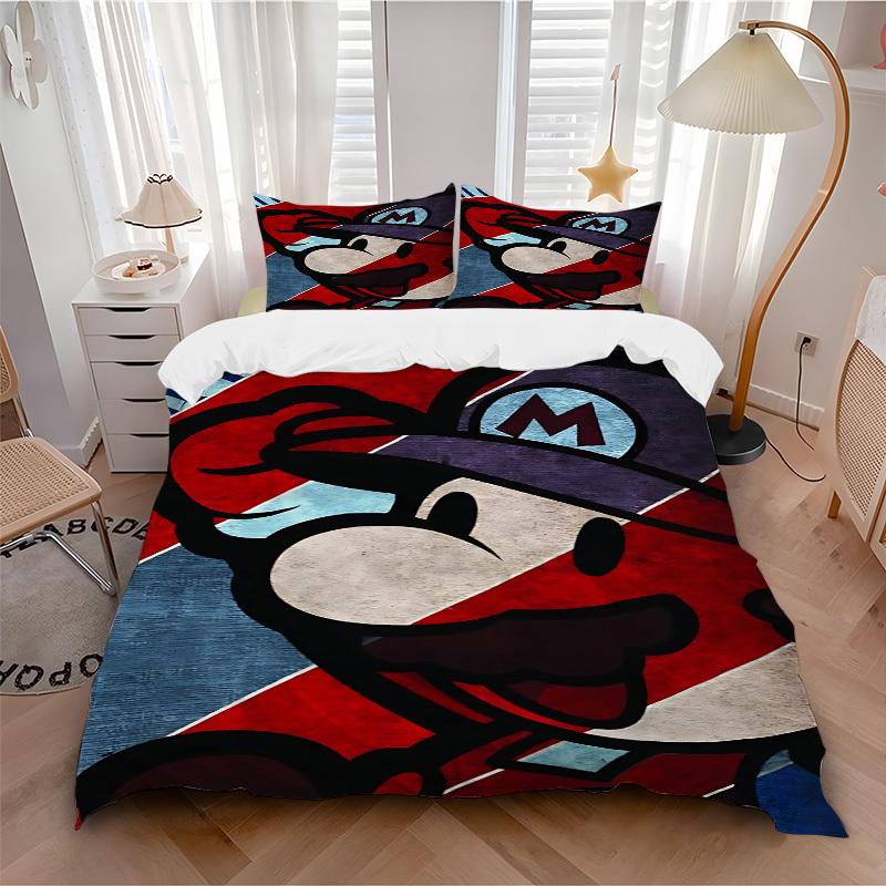 

3pc Mario Bros Bedding Set Guest Room Bedroom Decor Christmas Halloween Decor Birthday and Holiday Gifts- All Seasons 3pcs Quilt 079 135x200cm