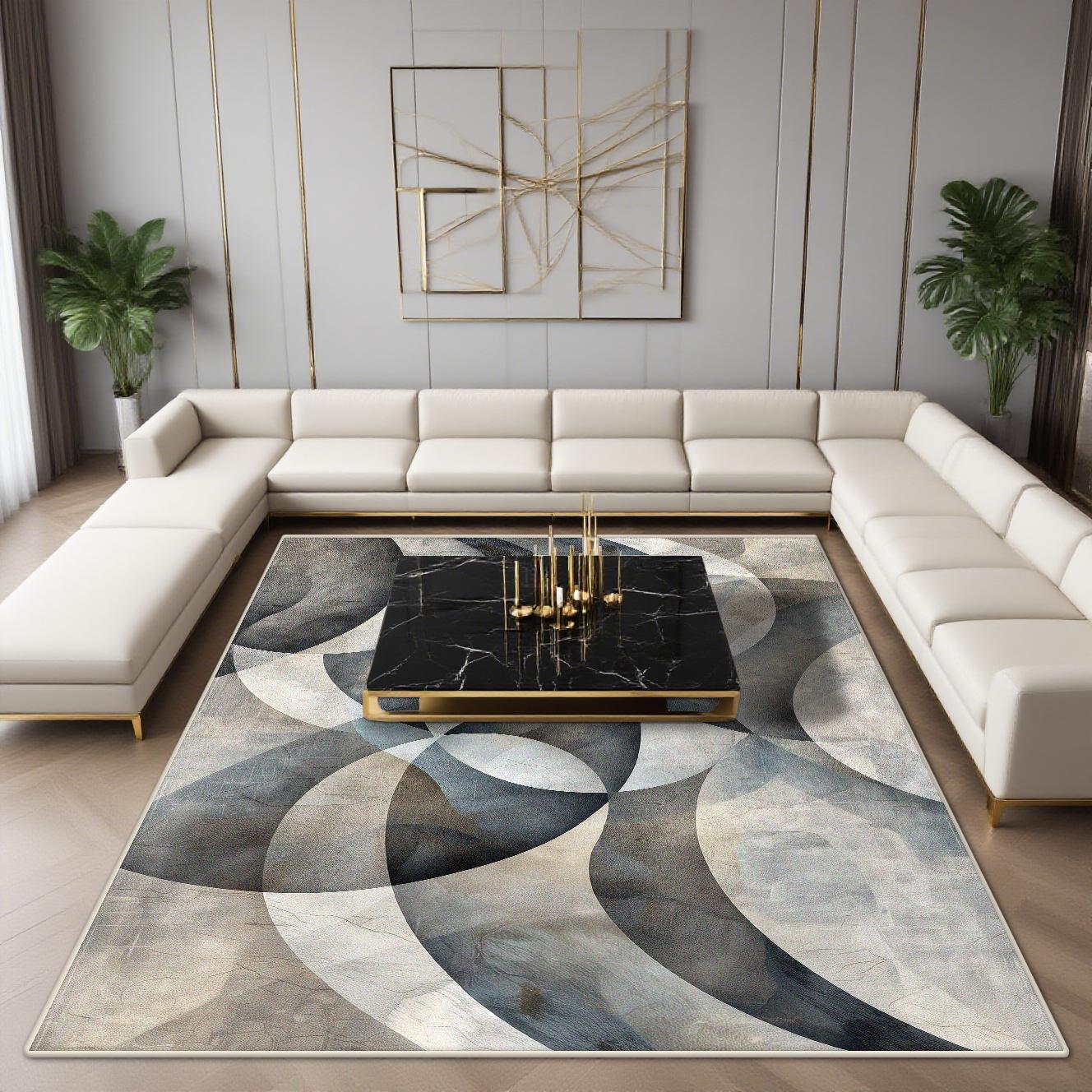 

Modern Yellow Brown Carpet Living Room Abstract Bedroom Decor Bedside Soft Large Rugs Home Sofa Non-slip Floor Mats Customizable 60x90cm