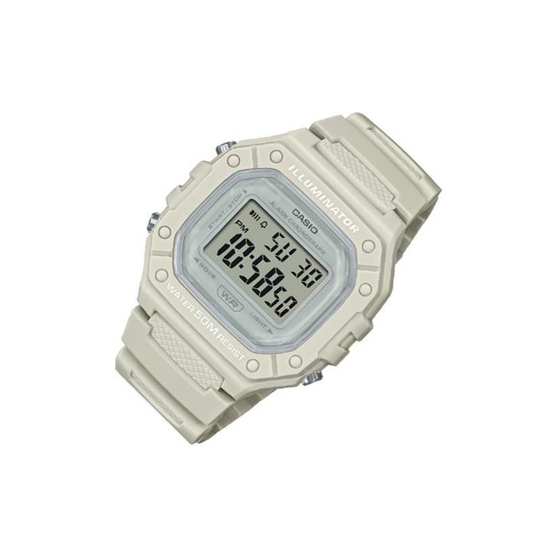 Casio DIGITAL series-square fashion trend sports 50 meters waterproof quartz movement resin strap Japanese and Korean watch women's watch W-218HC-8AV
