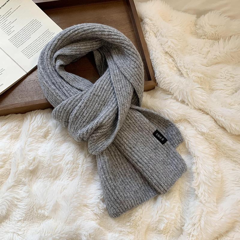 Scarf winter warm new solid color warm soft waxy wool knitted scarf shawl
