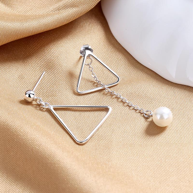 Autumn And Winter Fringed Stud Earrings Women'S Hollow Triangular Asymmetrical Earrings Personalized Versatile Earrings Cross Ear Jewelry