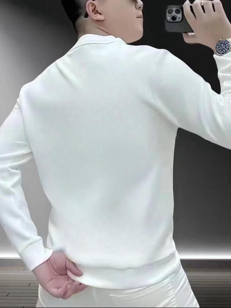 Men's Slim Fit Star Print Round Neck Hoodie - Trendy Korean Autumn/Winter Style, Fashionable Long Sleeve Top