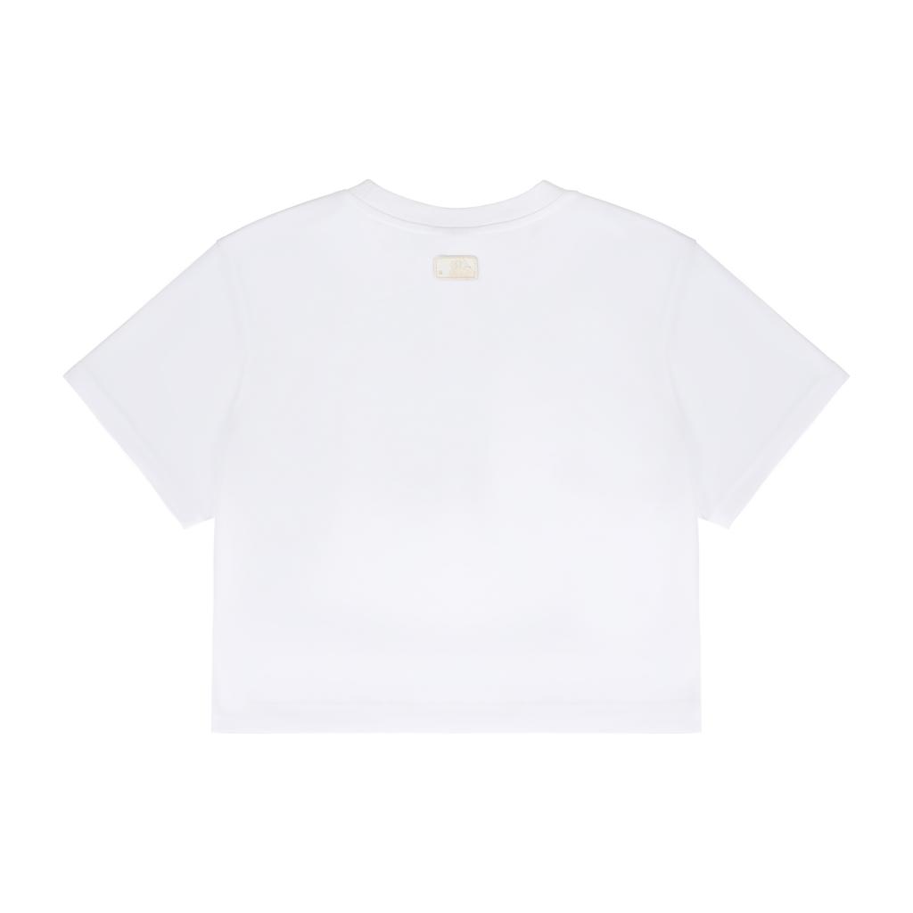 New MLB Set In Sleeve T Shirt Women's Ecru 3FTS11023-50WHS