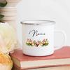 Personalized Flower Custom Name Enamel Mugs Summer Outdoor Coffee Juice Mug Picnic Camping Handle Cup Teacher Mother Friend Gift